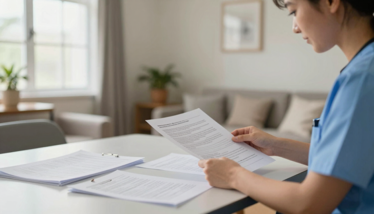 Professionnel examinant une documentation qualité sur le terrain